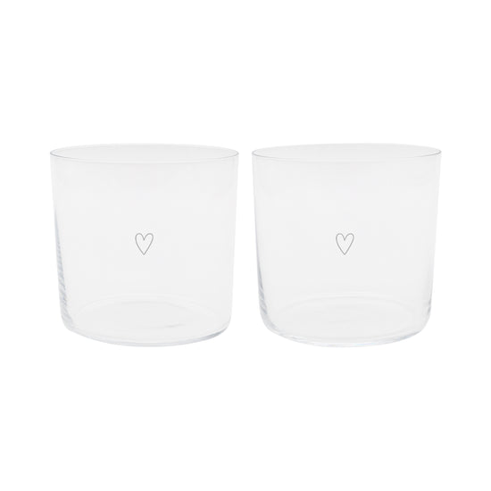2er Set Trinkglas Herz weiß